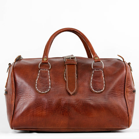Leather bag Weekender, Small Leather Cowhide Duffle Bag, Genuine Leather Luggage, Leather Travel Bag